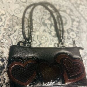 Brighton Elegant Black and Brown Heart-Patterned Women's Bag